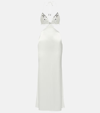 Embellished cutout satin slip dress | David Koma