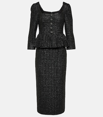 Peplum bouclé midi dress | Self-Portrait