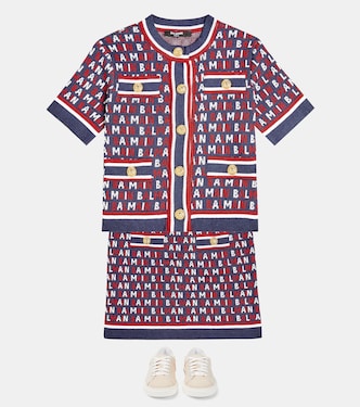 Cárdigan Monogram en mezcla de algodón | Balmain Kids