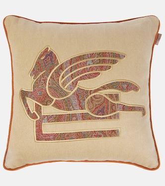 Pegaso jacquard linen cushion | Etro