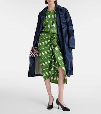 Abito midi in misto seta con stampa | Dries Van Noten