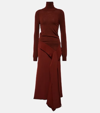 Turtleneck wool and crêpe midi dress | Victoria Beckham