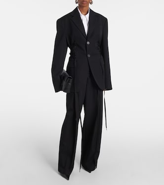 Lace-up wool wide-leg pants in black - Jean Paul Gaultier