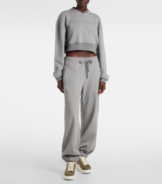 Felpa cropped in cotone con logo | McQueen