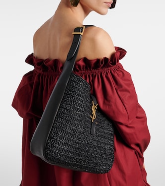 Le 5 à 7 Supple Small raffia shoulder bag | Saint Laurent