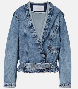 Giacca di jeans con cappuccio e cintura | Alaïa