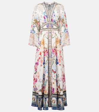 Maxikleid aus Seide mit Kristallen | Camilla