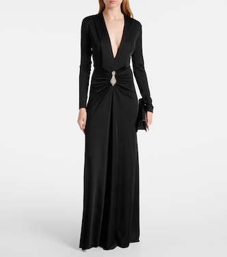 Embellished gathered crêpe gown | Victoria Beckham