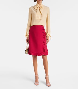 Crepe Couture ruffled midi skirt  | Valentino