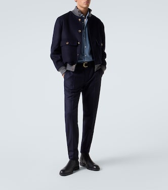 Virgin wool flannel slim pants | Slowear