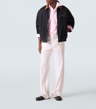 Corduroy-trimmed denim blouson jacket | Miu Miu