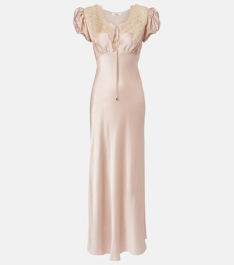 Lace-trimmed silk satin maxi dress | Chloé