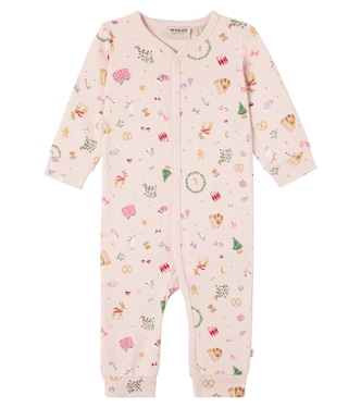 Baby Nikola printed cotton playsuit | Wheat