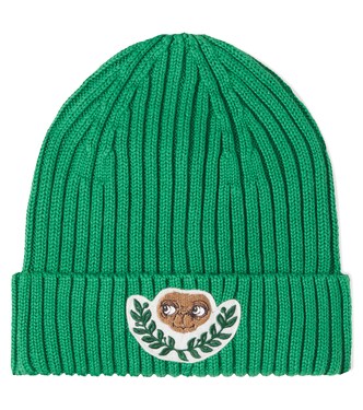 x E.T. ribbed-knit cotton beanie | Mini Rodini
