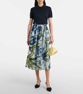 Floral cotton poplin midi skirt | Erdem