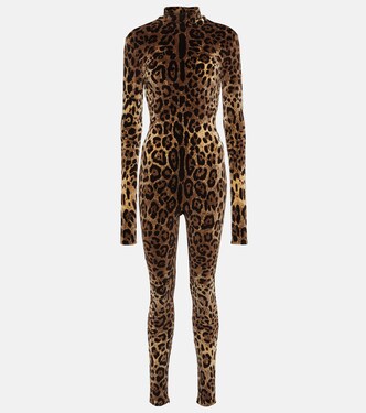 Combinaison en coton mélangé à motif léopard | Dolce&Gabbana