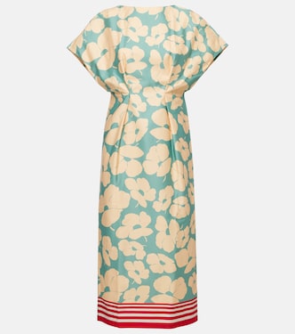 Vestido midi de satén floral | Dries Van Noten