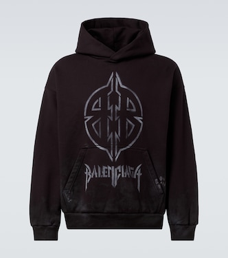Printed cotton jersey hoodie | Balenciaga