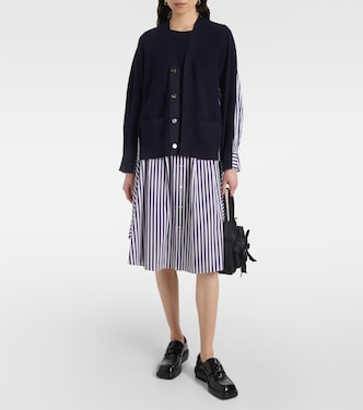 Cardigan in cotone a righe con popeline | Sacai