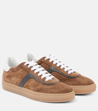 Embellished suede sneakers | Brunello Cucinelli
