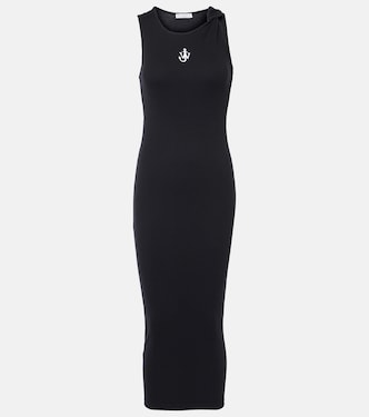 Logo embroidery cotton jersey maxi dress | JW Anderson