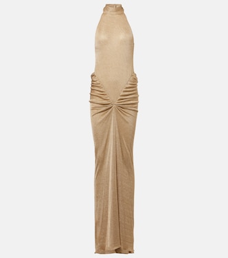Cass ruched halterneck lamé gown | The New Arrivals Ilkyaz Ozel