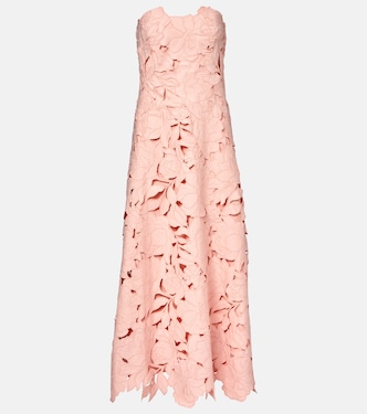 Norina laser-cut satin midi dress | Costarellos