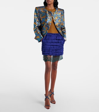 Minigonna in jacquard con pizzo | Saint Laurent
