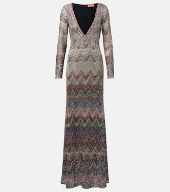 Zigzag sequined lamé maxi dress | Missoni