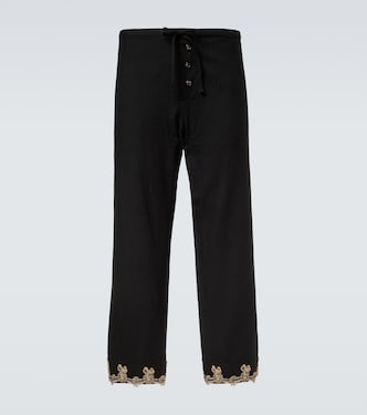 Laurelist wool flannel wide-leg pants | Bode