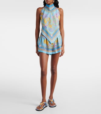 Top in cotone e seta con stampa | Versace