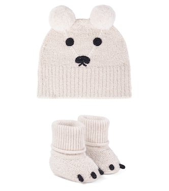 Baby set of cotton-blend beanie and booties | Burberry Kids