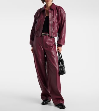 Cropped faux leather bomber jacket | Rotate