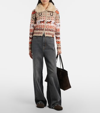 Intarsia virgin wool zip-up cardigan | Stella McCartney