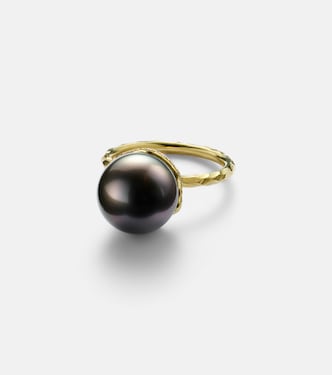 Ring Orb aus 18kt Gelbgold mit Diamanten und Tahitiperle | Octavia Elizabeth