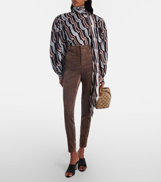 Printed tie-neck silk blouse | Gucci