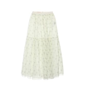 Falda midi Roulette de seda floral | Brock Collection