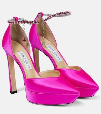Saeda 125 embellished satin platform pumps | Jimmy Choo