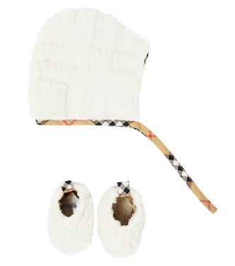Baby - Set di cuffia e slippers in pile | Burberry Kids