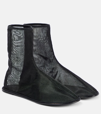 Leather-trimmed mesh ankle boots | The Row
