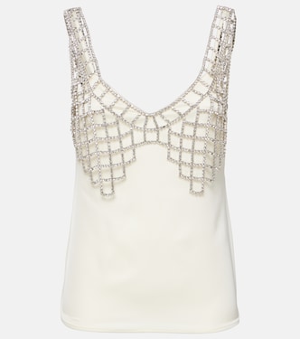 Crystal-embellished satin tank top | Self-Portrait