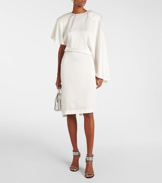 Abito midi asimmetrico in crêpe e raso | Stella McCartney