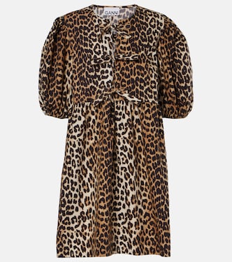 Leopard-print cotton minidress | Ganni