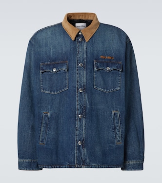 Daunenjacke aus Denim mit Cord | Miu Miu