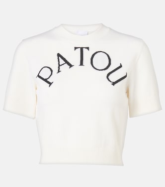 Logo jacquard wool-blend crop top | Patou