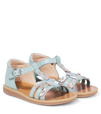 Poppy floral-appliqué leather sandals | Pom d'Api