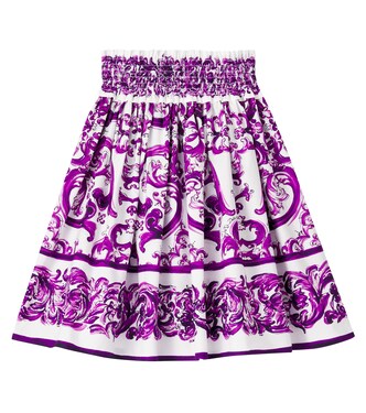 Majolica printed cotton poplin skirt | Dolce&Gabbana Kids