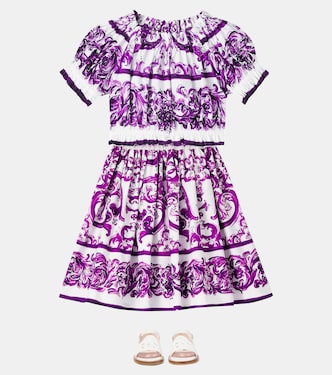 Majolica printed cotton poplin skirt | Dolce&Gabbana Kids