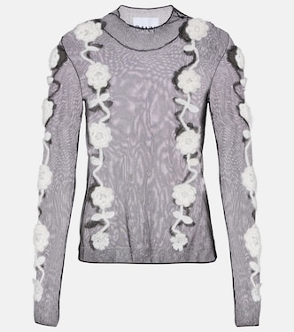 Crochet-trimmed sheer top | Ganni
