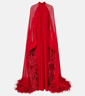 Eterea feather-trimmed silk crêpe gown | Taller Marmo